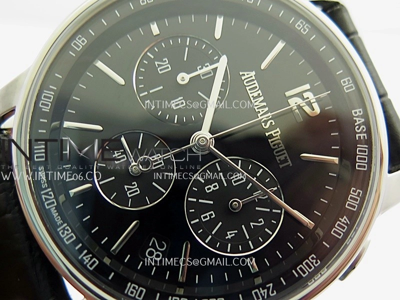 Code 11.59 Chrono 26393 SS APSF 1:1 Best Edition Black Dial On Black Leather Strap Super Clone SA4401